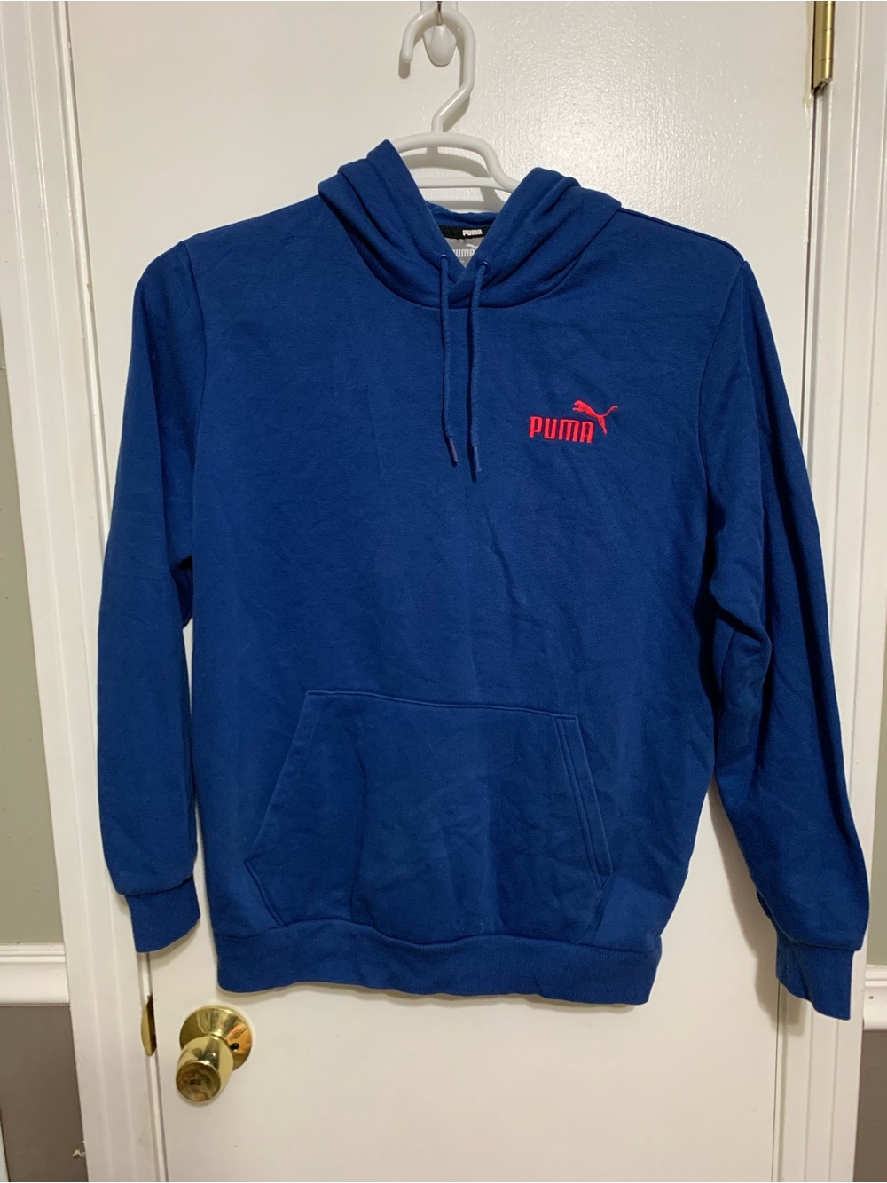 Puma Essentials Blue Embroidered Logo Fleece Hoodie Men’s Medium